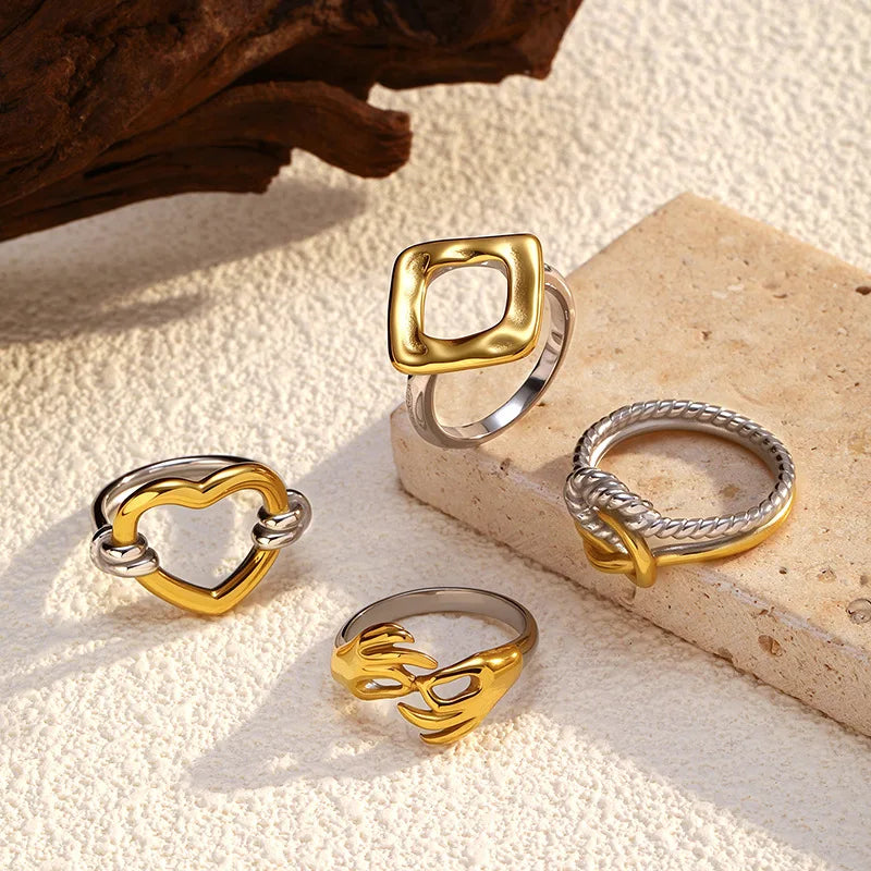DAIHE Fashion 18K Gold Stainless Steel Finger Ring Wholesale for Woman Men Girl