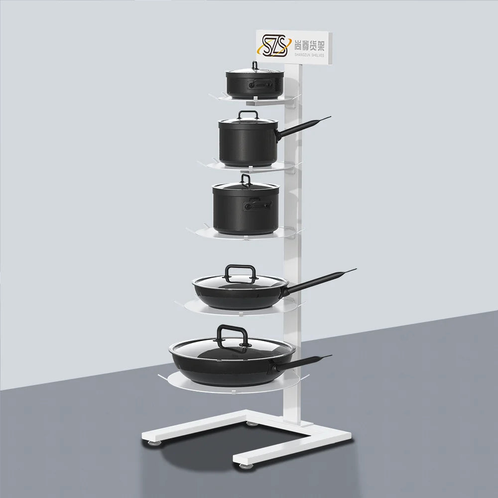 Metal Kitchen Cookware Storage Rack Kitchenware Organize Holder Detachable Pot Rack Customizable Factory Outlet