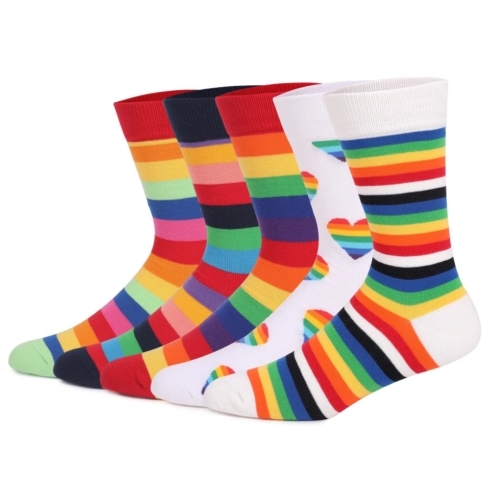 Men's  Fashion Custom logo Design Cotton Fashionable  Men Dress Knitted Oem Men Fun Funny Happy Hip Hop Socks Box Set