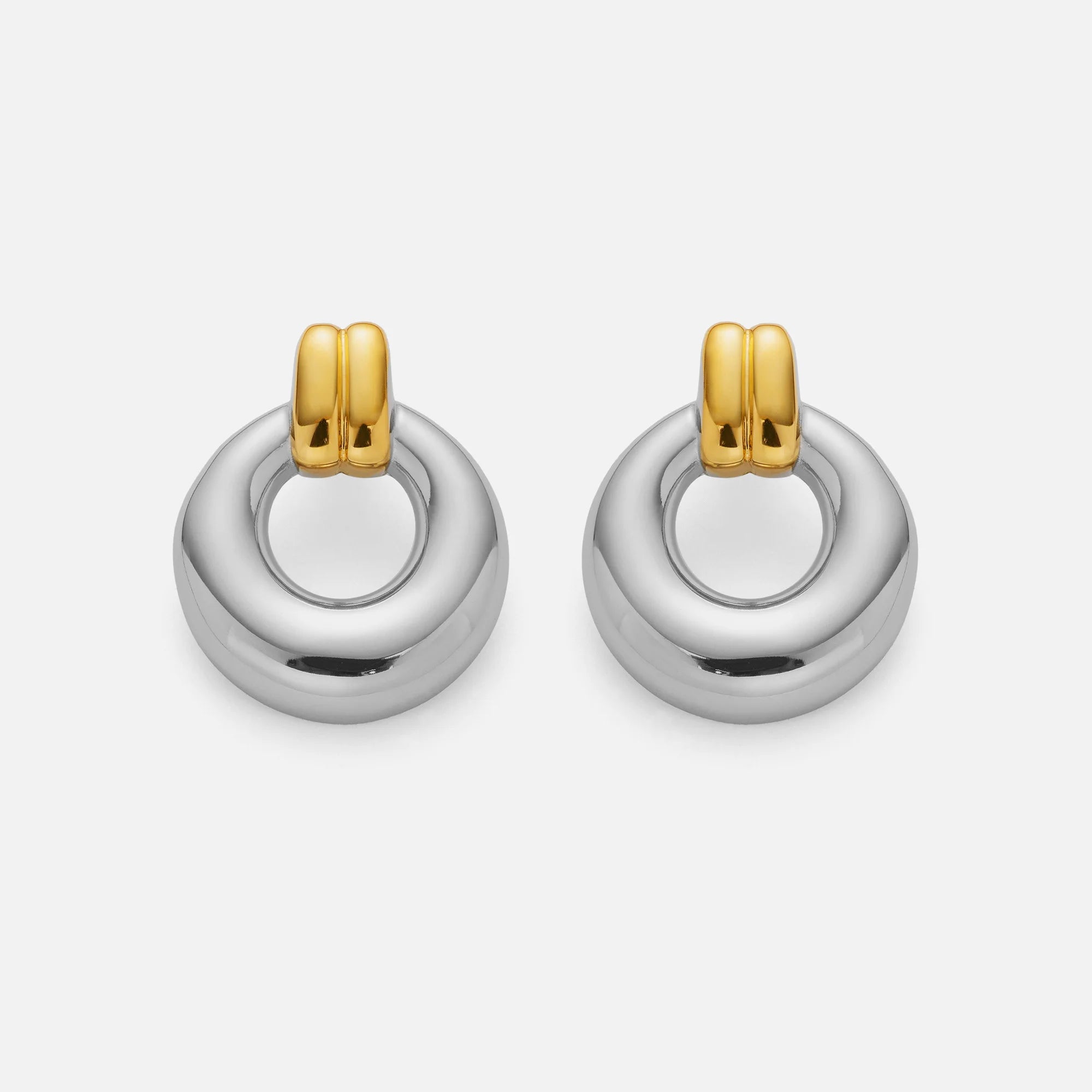 Dazan New INS Winter Trendy 18k Pvd Gold Plated Stainless Steel Boho Polished Super Shine Circle Hoop Mixed Circle Earrings