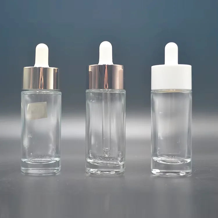 Ready Stock Clear Frosted Glass Bottle 30ml/50ml Empty with Dropper Accept Customized Logo Screen Printing & Customized Giftbox