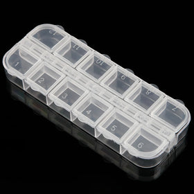 6/12 Grids Nail Storage Box Empty Acrylic Case Manicure Powder Beads Gem Rhinestones Nail Jewelry Container DIY Nails Tool