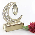 Hollow Moon Star Ramadan Decoration Islamic Mosque Blessed Eid Mubarak Gifts Free standing Acrylic MDF Wooden Ramadan Moon Decor