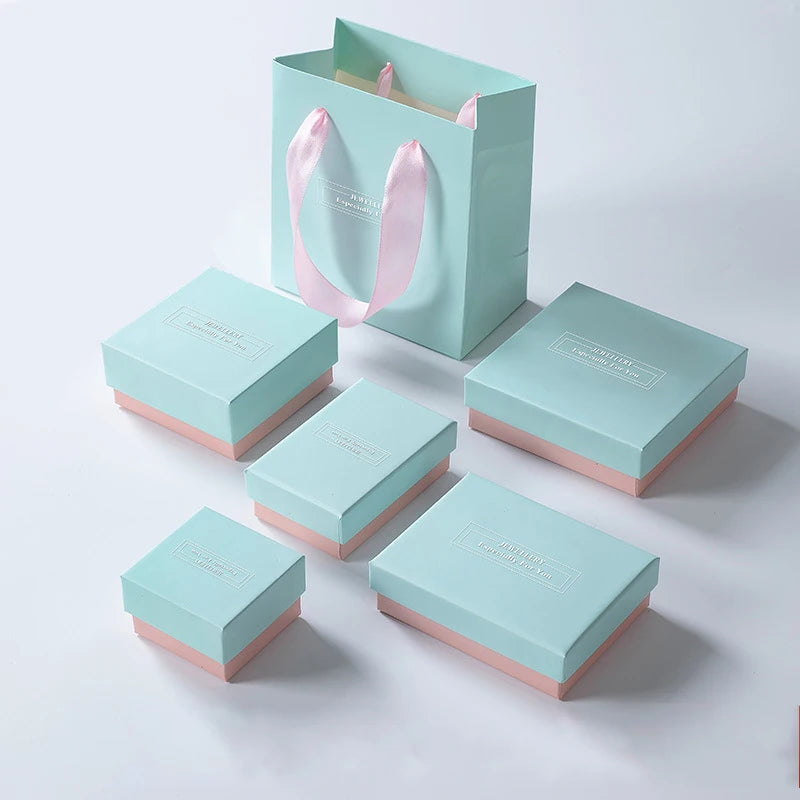 Custom Logo  Packaging Ring Earrings Boxes Jewelry Pearl Necklace Box Organizer Sets Jewelry Packaging Gift Box