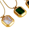 DAIHE Non Tarnish Fashion Jewelry Gold Plated Stainless Steel Colored Zircon Necklaces for Women