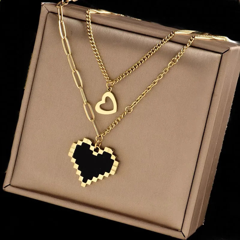 Versatile Simple Design Cool Street Style Stainless Steel Choker Vintage Black Peach Necklace for Women