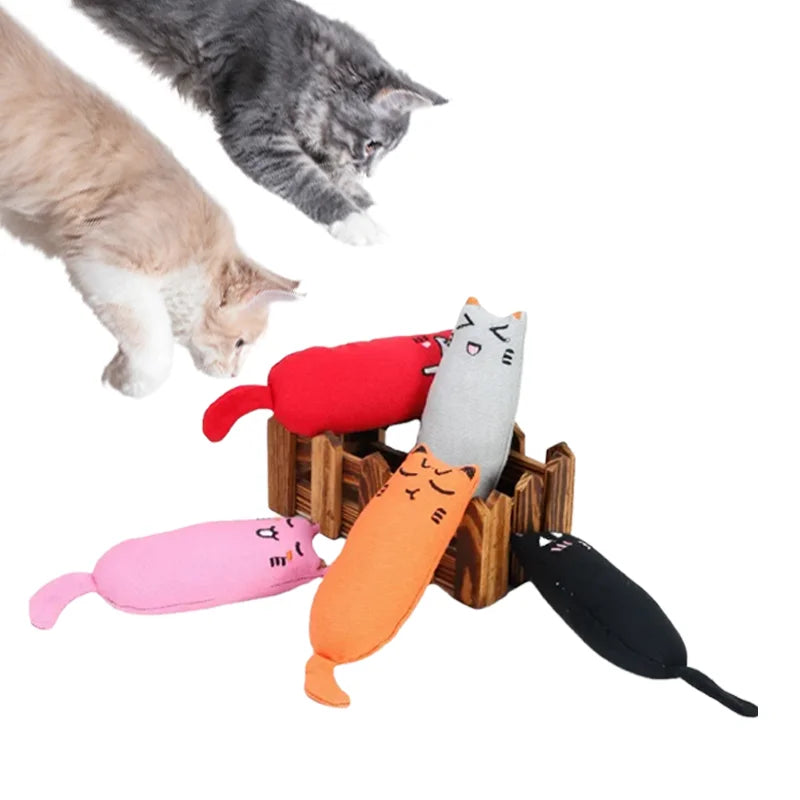 Linen Catnip Cute Expression Thumb Toy Grinding Claws Bite-resistant Funny Cat Pillow Plush Toy