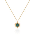 Chris April Fashion Jewelry PVD Gold Plated 316L Stainless Steel Green Cat Eye Court Style Gemstone Pendant Necklace