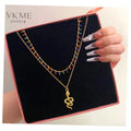 VKME Hot Sale Colorful Beads Snake Pendant Double Layer Necklace for Women Jewelry