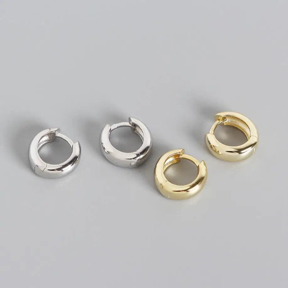 Women Dainty Simple Hypoallergenic Jewelry Minimalist Huggie Hoops Gold 925 Silver Plain Small Wide Hoop Earrings