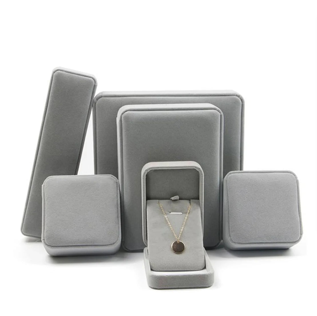 Wholesale Bulk Wedding logo Custom Jewelry Packaging Boxes Velvet Jewellery Packaging Box