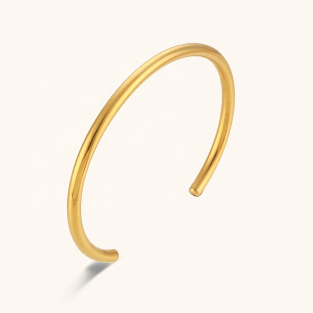 Minimalist Fashion Bracelet for Women 18K PVD Gold Plated Stainless Steel Cuff Charm Bangles