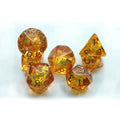 Round Edge DnD Polyhedral 16mm Resin Glitter Gold Iridescent Dice Set 7 Pcs for Game Play