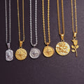 Vintage Men Gold Pendant Necklace Tarnish Free North Star Stainless Steel Necklace Hiphops Travel Jewelry Compass Chain Pendant