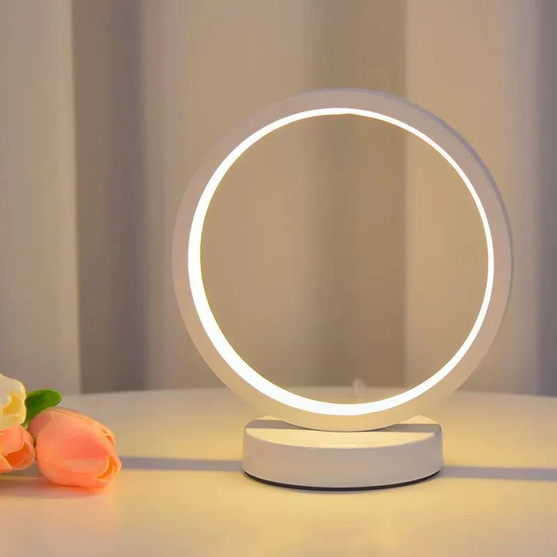 Simple Modern Aluminum E26 Circular Table Lamp Bedside Study Bedroom Dimmable Touch Control Decorative Night Light