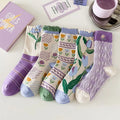 Promotional Japanese Korean Elegant Flower Socks Trendy Women Knitted Cotton Fairy Socks Girls