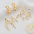 Fashion Design 14K Gold Plated Tree Branch Shape Stud Earrings