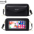 Small Women Hand Bags Touch Screen Mini Phone Bag Purses and Handbags Ladies Card Holder Leather RFID Wallet Women Crossbody Bag