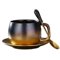 Ceramic Colored Glaze Luxury Gold Rim Handle Porcelain Espresso Cappuccino Turkish Coffee Tea Cup Set With Gift Box