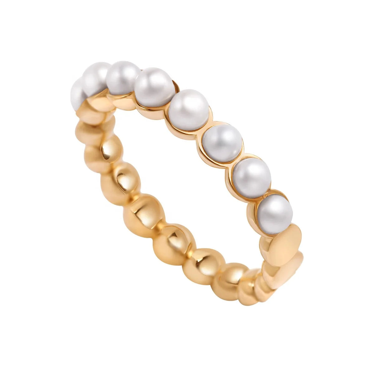 Milskye Wholesale High Quality Jewelry 925 Sterling Silver 18k Gold Plated White Freshwater Cultured Pearls Women Ring