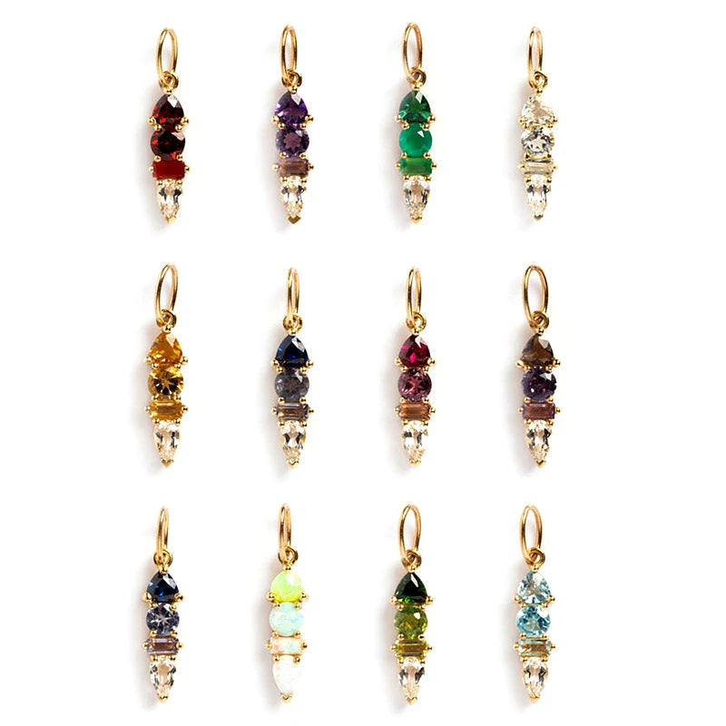 Quality Guarantee Diy Accessories Stainless Steel Multi-Color Cubic Zircon Pendant Valentine's Day 12 Month Birthstone Pendant