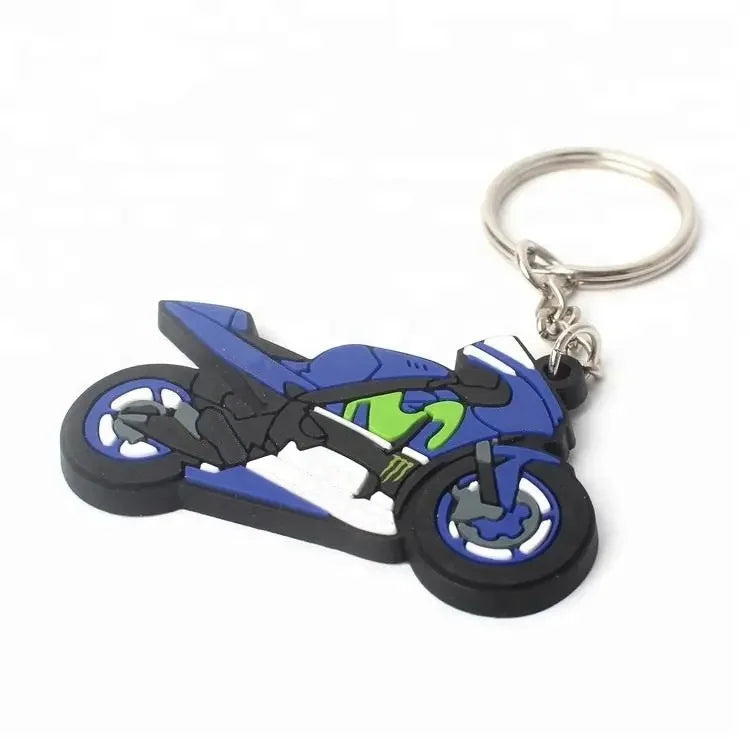 Giveaways Key Rings Tags Chains Design Custom 3D Motorcycle Logo Plastic Rubber Keychains for Gifts