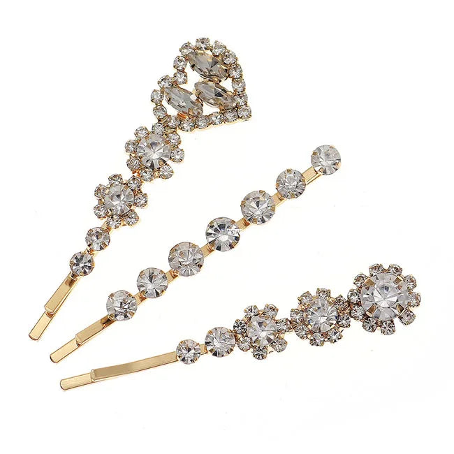 Hot Sale Hair Decorated for 3pcs/set Simple Jewelry Rhinestone Hairclips / Hairpins / Hairgrip  for Women Hair Accessories