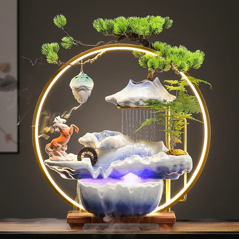 2024 Wholesale Incense Cone Led Light Backflow Waterfall Incense Burner for Home Decor