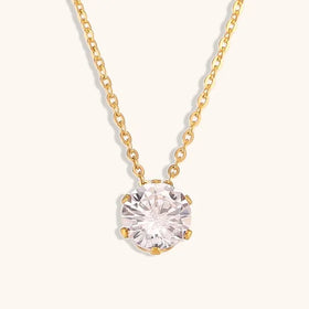 Fashion New Zircon Crown Pendant Stainless Steel Necklace Clavicle Chain Jewelry Women's Titanium Steel Necklace