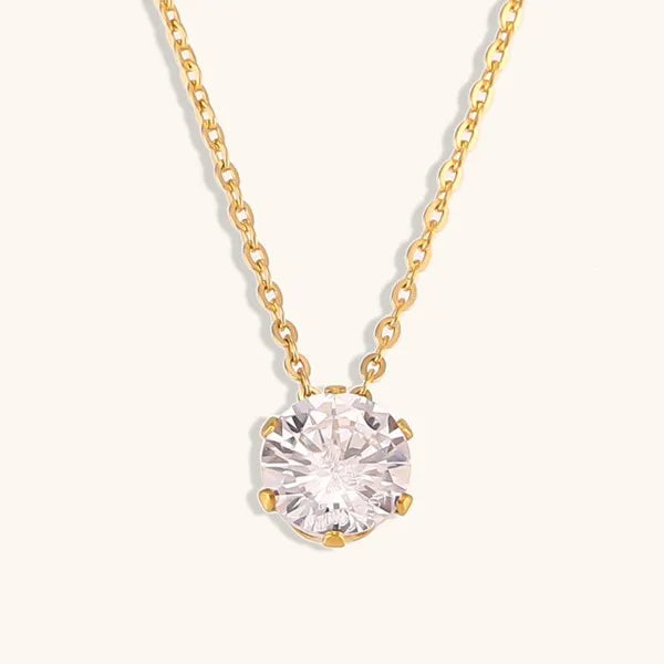 Fashion New Zircon Crown Pendant Stainless Steel Necklace Clavicle Chain Jewelry Women's Titanium Steel Necklace