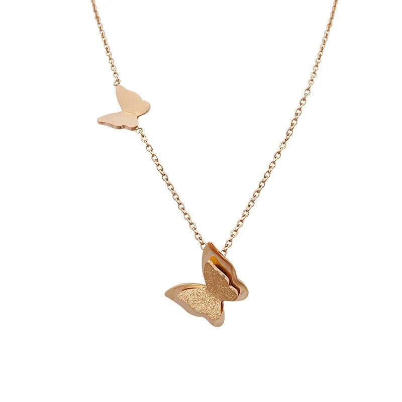 AA00098 Trendy Fashion Wholesale Women Stainless Steel Butterfly Pendant Choker Necklace Jewelry for Women Girls