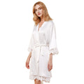 FUNG 3031 Hot Sales Sexy Lace Plus Size Sleep Gown Wedding Party Kimono Robes Nightgown Ice Silky Satin Pajamas