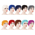 Pearl Crystal Solid Single Braid Beading Polyester Hijab Braid Knot Scarf Head Wrap Muslim Turbans Ladies Party Fashion Multiple