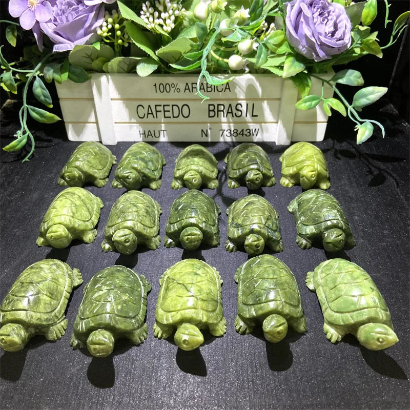 Wholesale Natural Crystals Hand Carved Green Jade Nephrite Tortoise Xiuyan Jade Turtle for Gift