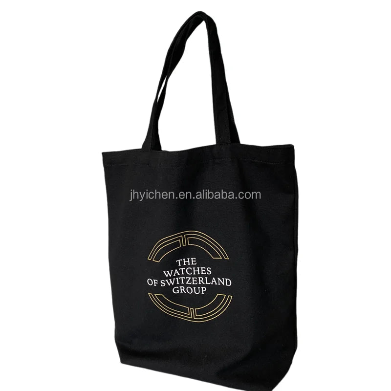 Wholesale Logo Large Canvas Shoes Box Packaging Bags Plain Cotton School Shoulder Bag With Golden Printing