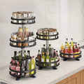 360 Rotating Spice Rack Kitchen Seasoning Standing Storage Shelf Organizer Carbon Steel Spice Can Storage