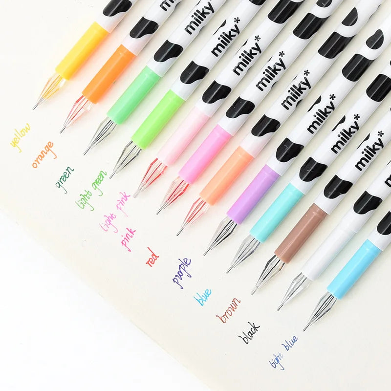 School Gifts Cute Gel Ink Milky Cow Pens Crystal Diamond Colorful Writing Pen 12 Colors Ink Refill 0.35mm extra Fine Gel Pens