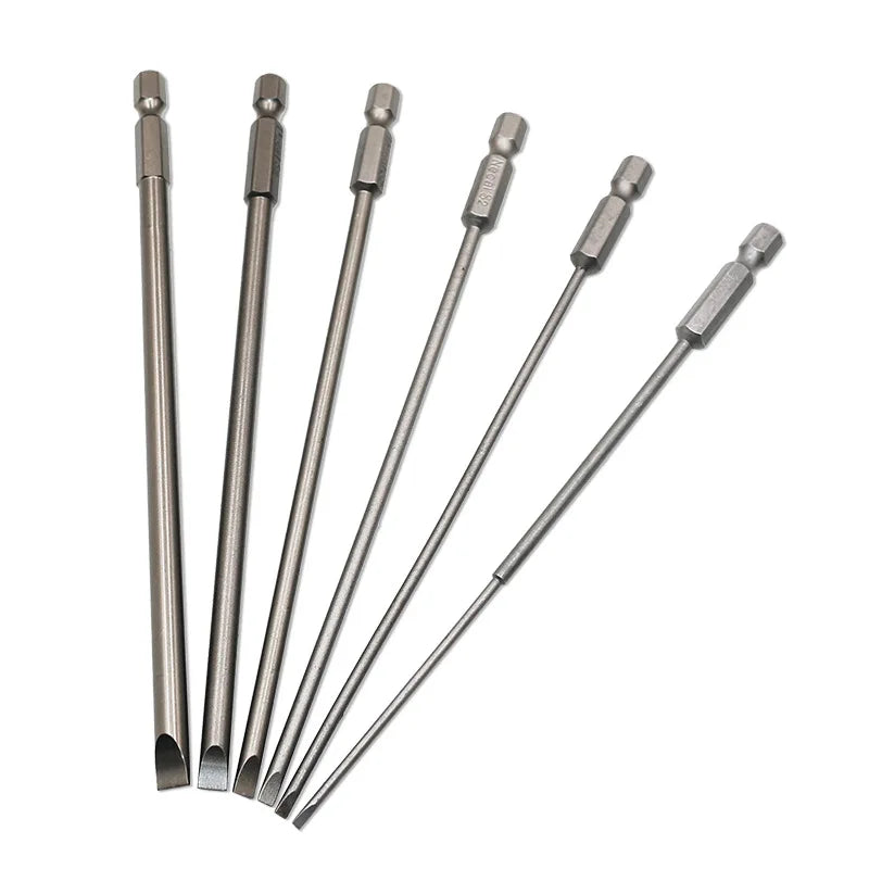 No. 71100 S2 Steel Magnetic End 1/4-Inch Slotted Screw Driver Bit 3.0-7.0mm 100mm Length Industrial DIY Tool Customizable OEM