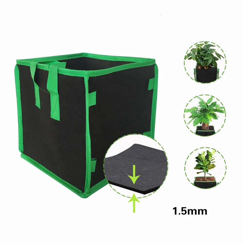 Hot Sale Square Grow Bag for Home Garden Use Black and Green Edging Felt Planting Bag Garden Grow Bag