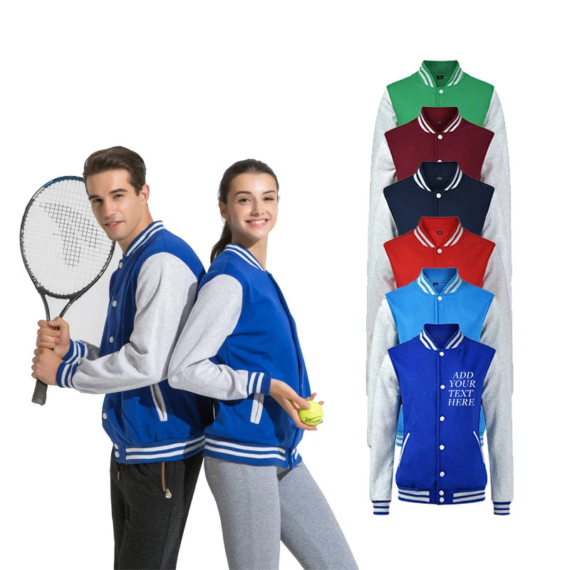 Factory Design Wholesale Long Sleeves Blank Women and Men Baseball Sports Jacket Hoodie Sport Wear Varsity Jacket