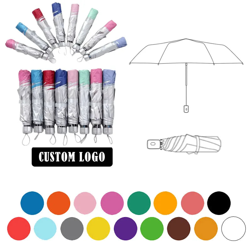 Wholesale Price Compact Travel Umbrella Portable Mini Umbrella Print Cheap Promotional Three Folding Steel Business Gifts