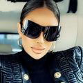 Custom Logo New Women Men Trends Punk Sun Glasses Goggle One Piece Eyewear Shades Oversized Rimless Sunglasses Women