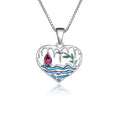 Abiding Heart Pendant Zodiac Initial Rhodolite Garnet Pendant Enamel Handcraft 925 Sterling Sliver Custom Made Necklace Pendant