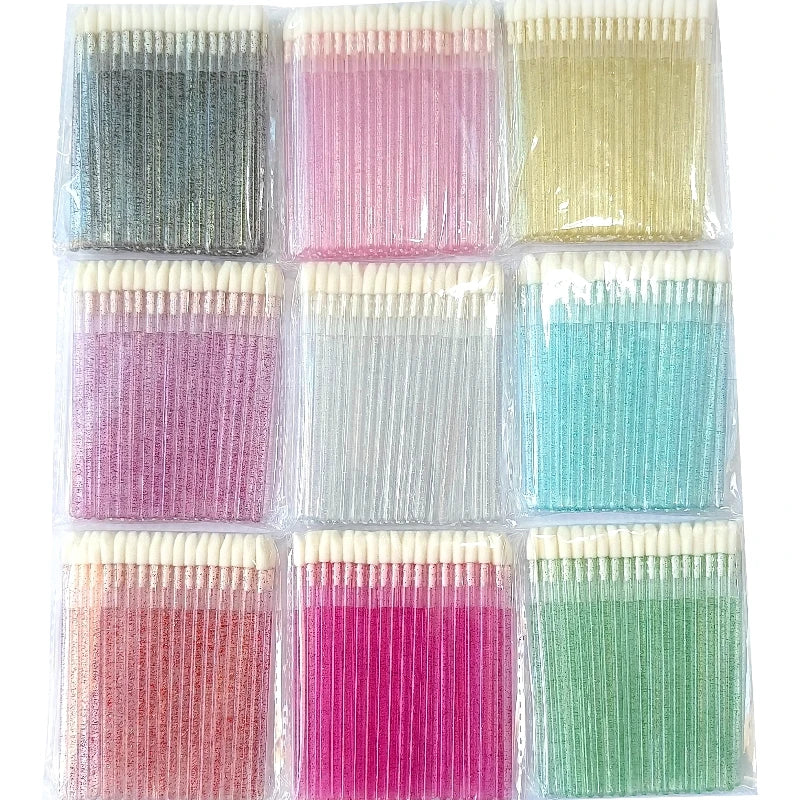 Wholesale Crystal Multicolor Hollow Wand Lip Brush Applicator Disposable Single Makeup Brush Tool