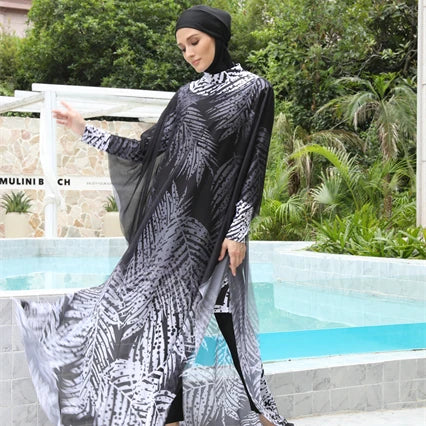 New Femme Musulman Conservative 4 Piece Full Covered Islamic Muslim Women Swimwear 6xl Plus Size Islamic Swimsuits for Custom