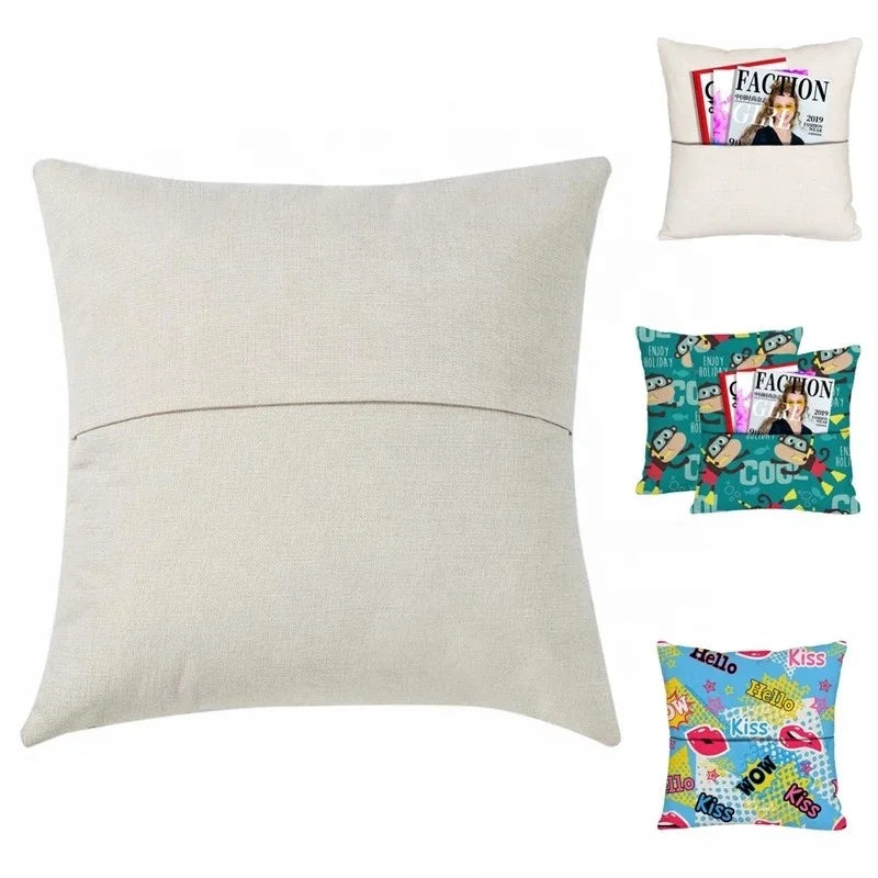 Sublimation Blanks Linen Pillow Cases Cushion Cover Throw Pillow Covers with Pocket for Chair Sofa Couch with Invisible Zippers