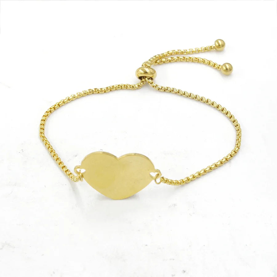 Hot Selling Mirror Bracelet Personality Jewelry Stainless Steel Simple Lover Fashion Adjustable Box Chain Lettering Heart Bangle