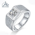 Holycome D White 6.5mm Round Brilliant Cut Engagement Moissanite Men 925 Silver Ring Classic with Certificate