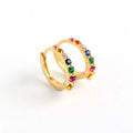 Rainbowking 925 French Sterling Silver Earrings 18K Gold Plated INS Minimalist Colorful Diamond Women's 18K Hoop Zircon Wedding