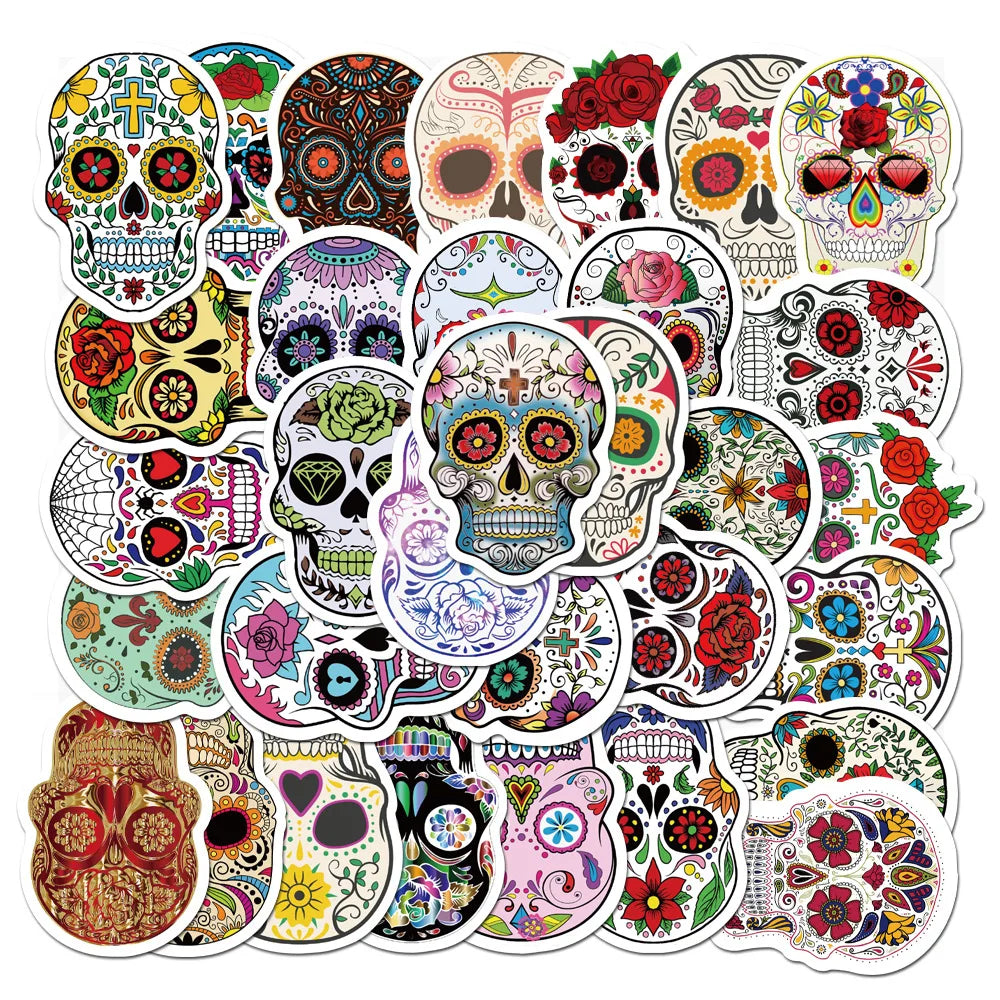50Pcs Terror Skull Graffiti Stickers for DIY Waterproof Kids Gift Sticker for Skateboard Guitar Suitcase Decorative Purpose